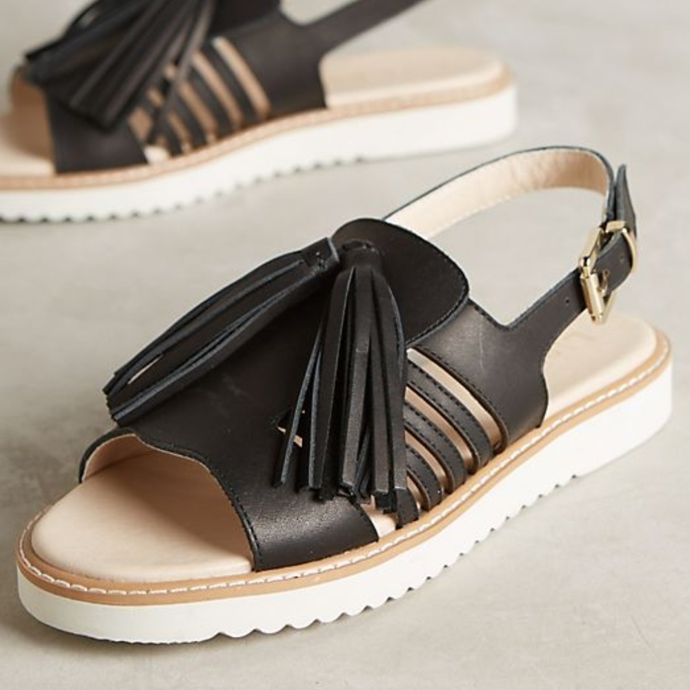 Black Tassel Sandals by Veracruz (Size 7 | NWOT)